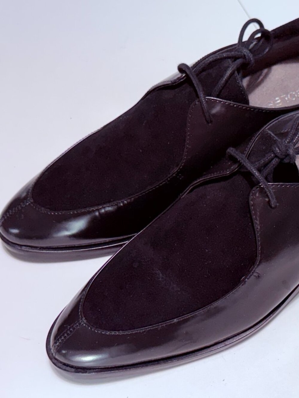 AEROSOLES Black Suede & Leather Lace-Up Oxfords